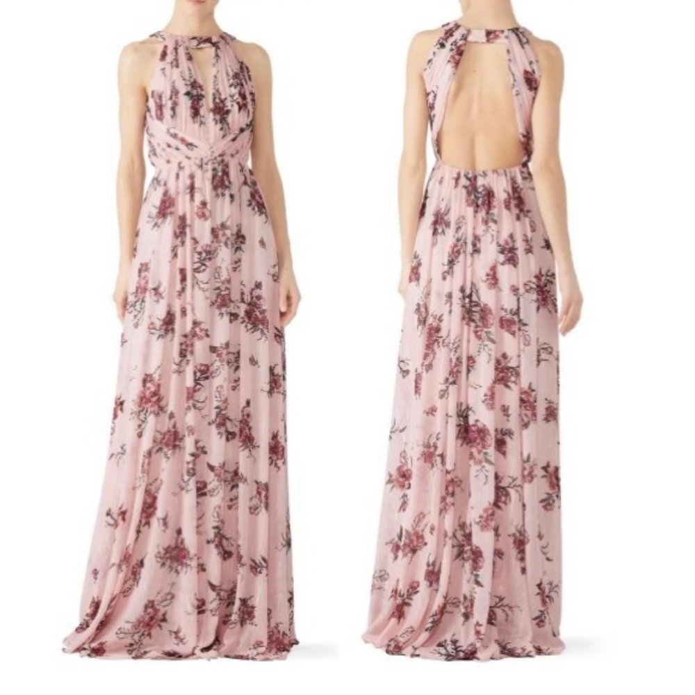 Marchesa Notte Bridesmaids Blush Floral Halter Gown